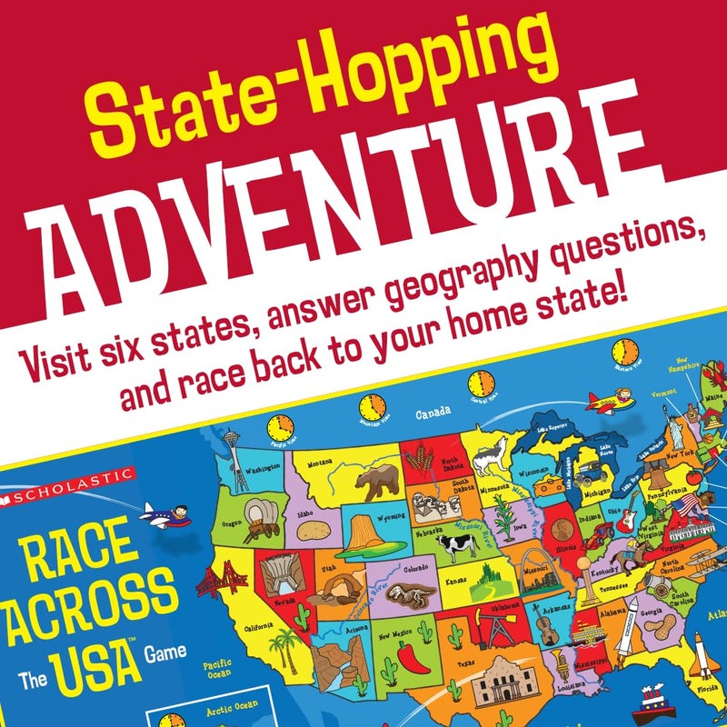 University Games, Scholastic Race Across the USA Board Game , Geography Learning Game for Kids and Families, for 2 to 4 Players Ages 8 and Up - Image 4